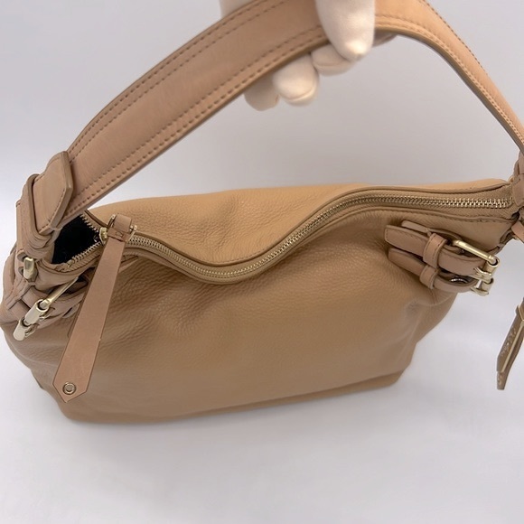 Cole Haan Avery Large Leather Hobo Shoulder Bag Tan Gold - Picture 10 of 16